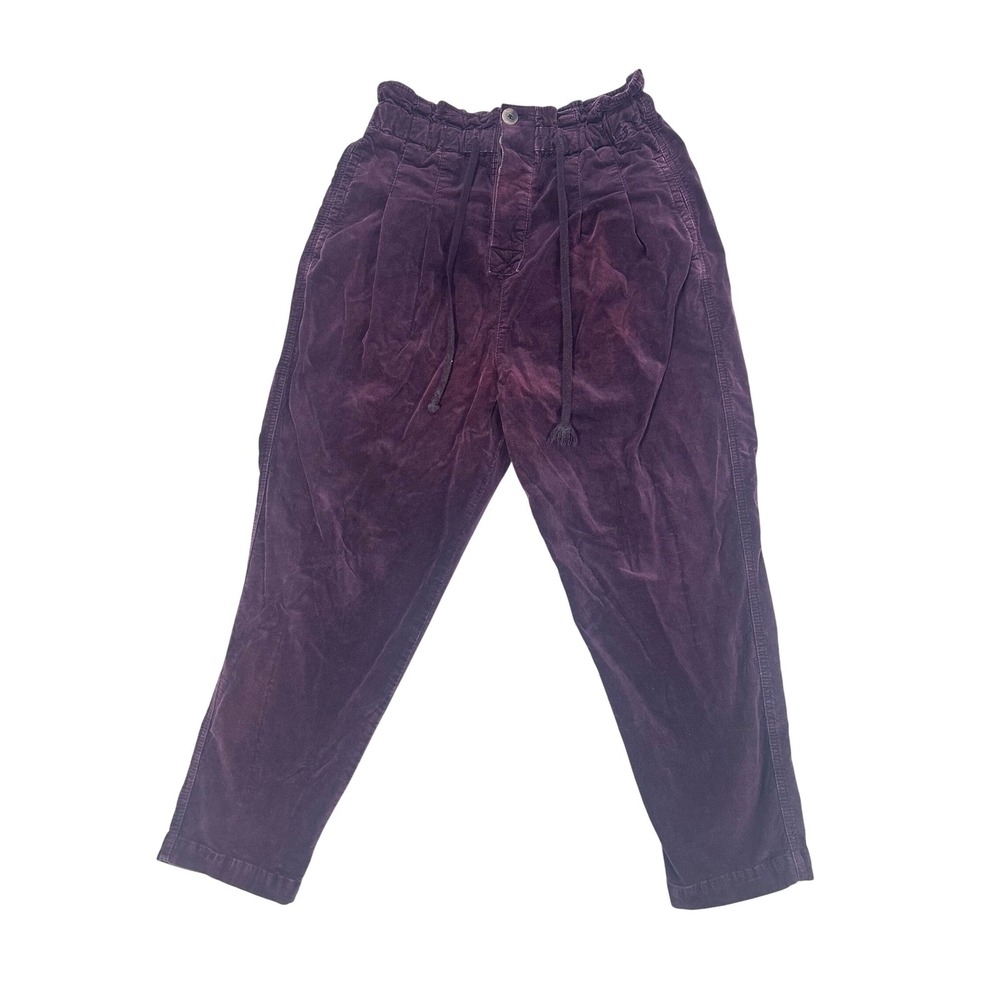 Free People Women Purple Corduroy Paperbag Margate Trouser Pants Size Small